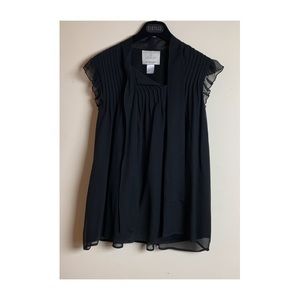 MADISON MARCUS SILK BLACK SLEEVELESS FLIRTY TOP